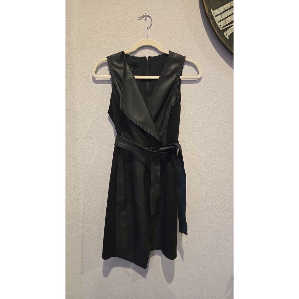 BCBGMaxAzria Layla Women's Black Faux Leather Knee Length Dress XXS